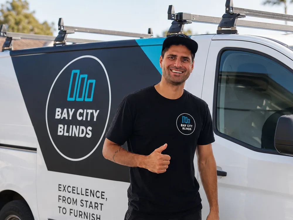 The Bay City Blinds mobile showroom van in Geelong